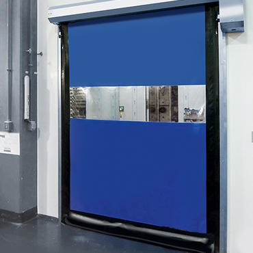 Blue stainless steel roll up door